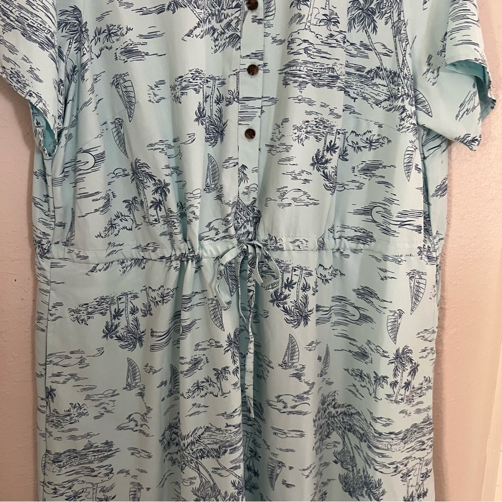 Lands' End Women’s Sz 1X Plus Size Short Sleeve Button Front Dress Shirt Dress - Picture 5 of 10